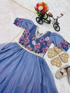 Oc 202 Taby Silk Organza With Digital Print Kids Wear Gown With Dupatta Exporters In India